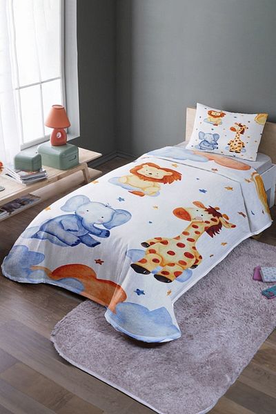 EVPANYA Set cuvertură de pat și piqué cu model Safari Friends
