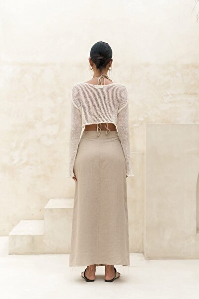 BOHEMAİ Daisy Ecru Fine Knitwear Crop