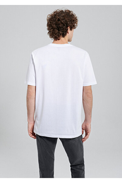 Mavi Weißes T-Shirt mit Jeans-Print Loose Fit / Loose Relaxed Fit0612008-620