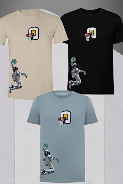 han elegant Σετ μπλουζών 3 τεμαχίων Asronot And Crucible Printed 100% Cotton ...