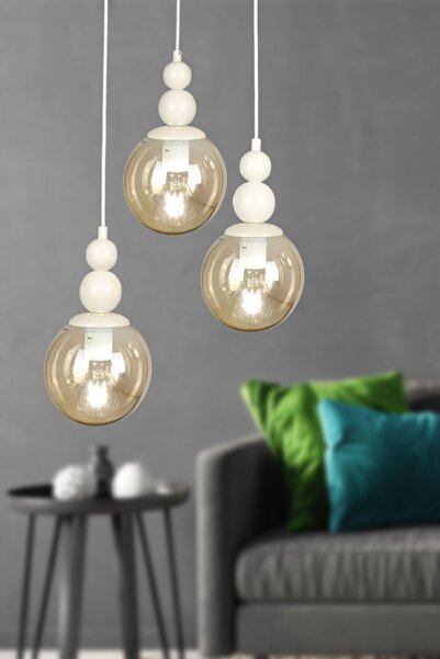 Begüsa Sonsuz 3.lü Avize Beyaz Bal Cam