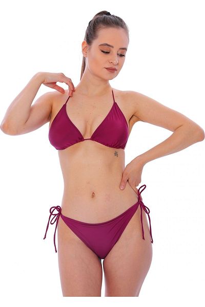 Argisa Plain String Tied Triangle Bikini 5026 Fuchsia