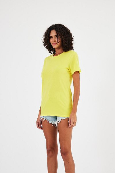 Penyelux Women's Daily Basic Cotton Loose Fit Crew Neck T-Shirt Yellow