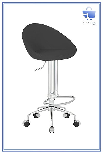 bluetick Sembol Küçük Tekerlekli Dekoratif Bar Sandalyesi