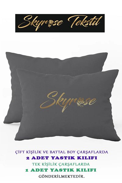 Skyrose King Size Flat Elastic Sheet Set, Hotel Sheet Set, King Size Elastic Sheet 180x200 30x2