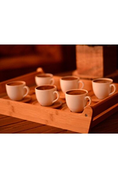 Bambum Beyaz Meyo 6 Kişilik Kahve Fincan Takımı B0294