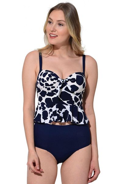 Argisa Tankini cu curea subțire cu model cu talie înaltă 5055 alb cu model