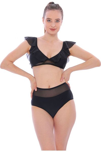 Argisa Flat Ruffle High Waist New Bikini 5029 Black