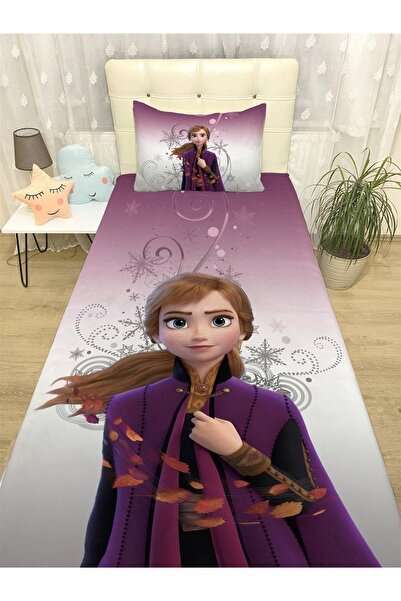 EVPANYA Mor-gri Anna Desenli Yatak Örtüsü Ve Yastık Kılıfı