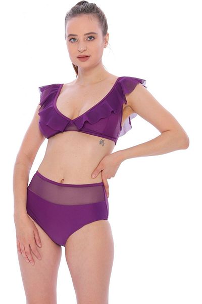 Argisa Flat Ruffle High Waist New Bikini 5029 Purple