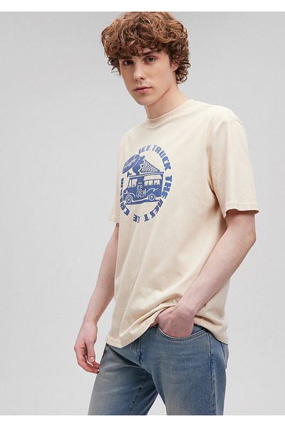 Mavi Τυπωμένο μπεζ T-shirt Loose Fit / Loose Relaxed Fit0612136-70072