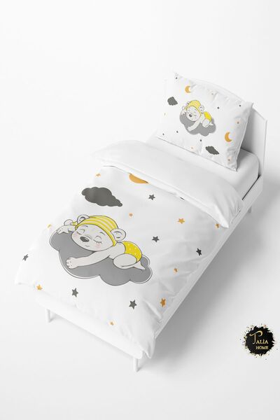 Talia Home طقم غطاء لحاف للأطفال والرضع بنمط الدب النائم TLAN-084