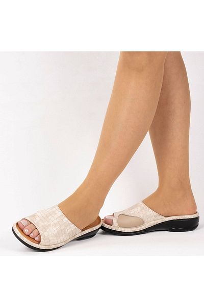 SİYO Women's Anatomical Genuine Leather Heel Spur and Bone Protrusion Slippers with Changeable Insoles