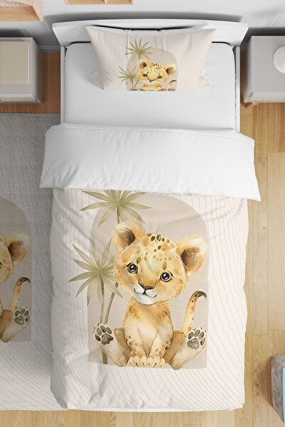 EVPANYA Cute Lion Patterned Single Baby Kids Bedding Set