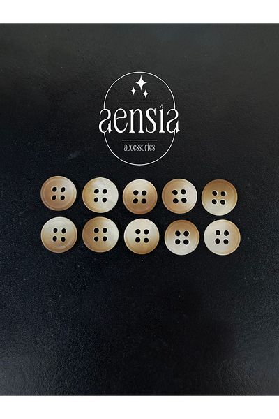 aensia Transitional Brown Matte Polyester Shirt - 1.14 Cm Button, Pack of 10 Buttons