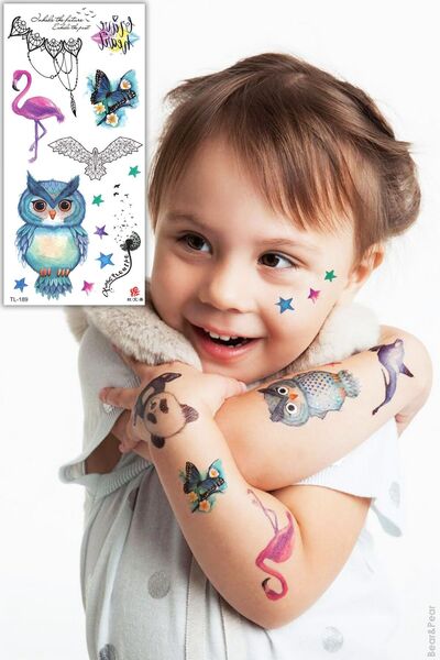 BP Tattoo Cuteness Sevimli Baykuş Ve Arkadaşları Geçici Çocuk Dövmesi