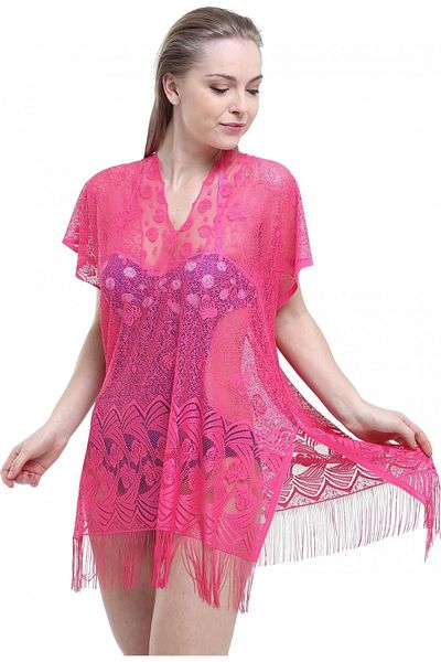 Argisa Women's Pink Plain Lace Pareo