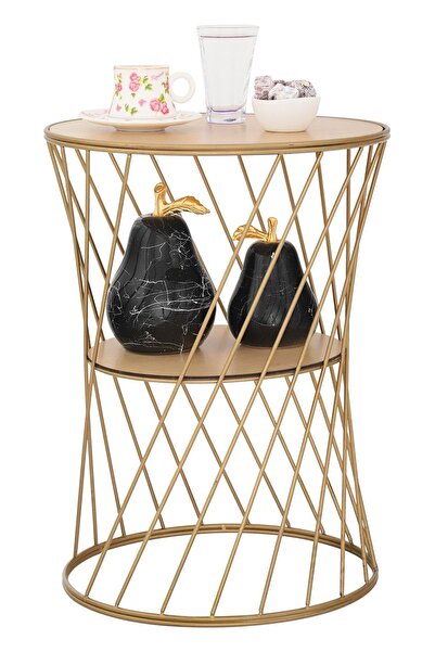 Begüsa Güzel Sehpa Eskitme Ahşap Akça