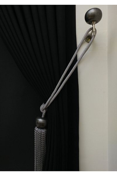 Evdepo Home Crown Black Solid Color Background Curtain, Pleatless Flat Planting, Extrafor Drawstring, Single Wing