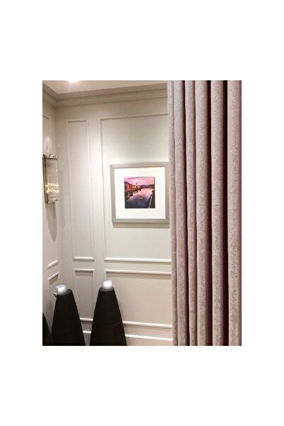 Evdepo Home Crown Powder Solid Color 1/3 Thick Pleated Soft Background Curtain, Thick Pleat, Single Wing