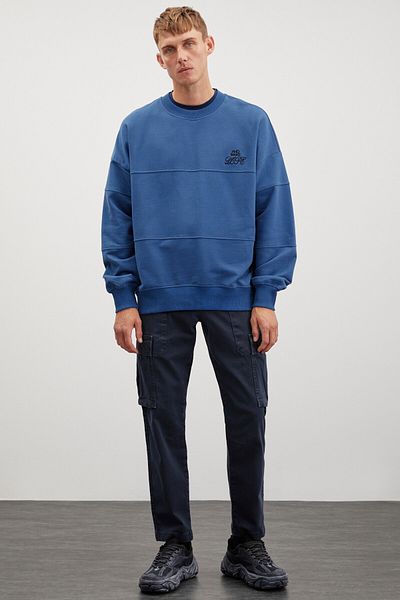 GRIMELANGE Modrá mikina Kaylen Oversize