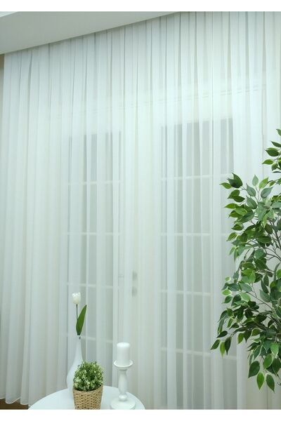 Evdepo Home Cortina de tul din voal cu pliuri normale, gata de utilizare, cu o singură aripă