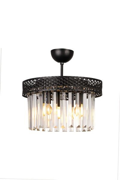 Begüsa Sitrus 3.lü Siyah Lux Kristal Taşlı Avize