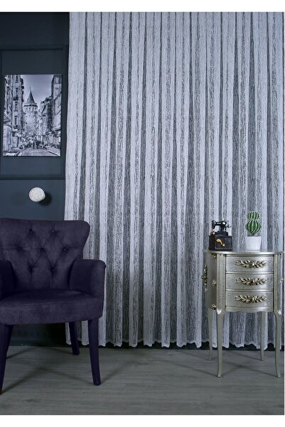 Evdepo Home Κουρτίνα από τούλι με σπάσιμο πλισέ, έτοιμη για χρήση, μονό πτερύγιο