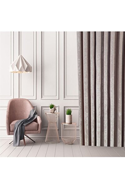 Evdepo Home Crown Powder Solid Color 1/3 Thick Pleated Soft Background Curtain, Thick Pleat, Single Wing