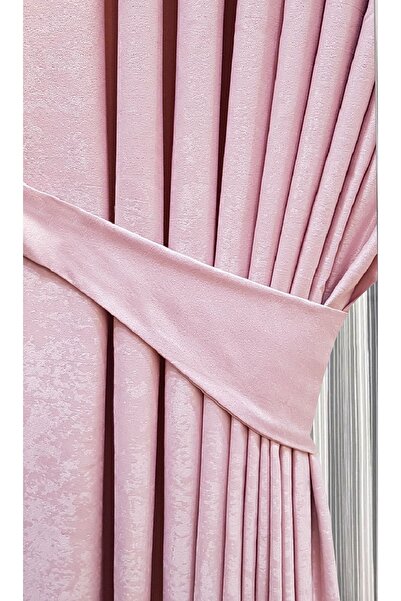 Evdepo Home Crown Powder Solid Color 1/3 Thick Pleated Soft Background Curtain, Thick Pleat, Single Wing