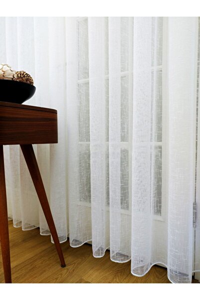 Evdepo Home Ready to Use Close Pleat Slub Linen Tulle Curtain Single Wing