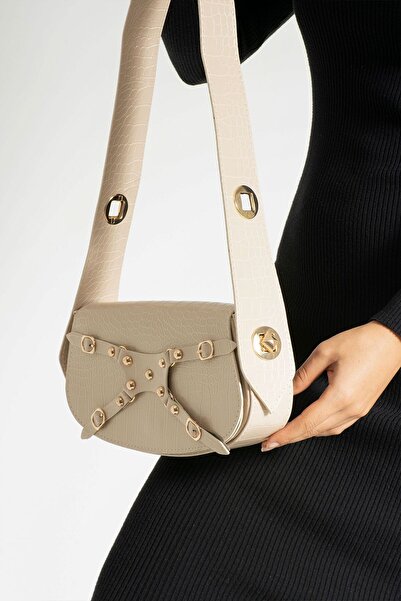 Silblack Kadın Kroko Desenli Baget Model Ayarlanabilir Kilit Askılı Manç Omuz Çanta