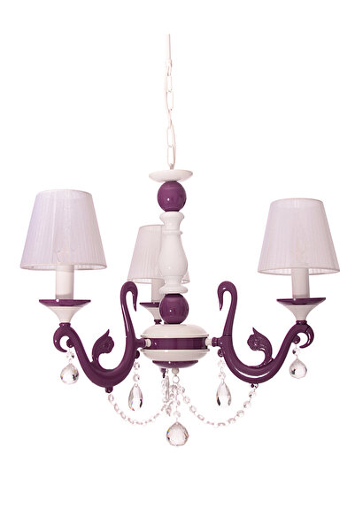 Umur Aydınlatma Bella Retro 3'lü Abajurlu Mor Beyaz Avize