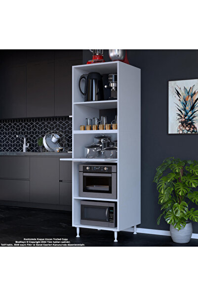 Modilayn SİLVA LOYA 59,6 x 194,6 x 56 cm Tek Kapaklı Ankastre Fırın Ve Mutfak Dolabı