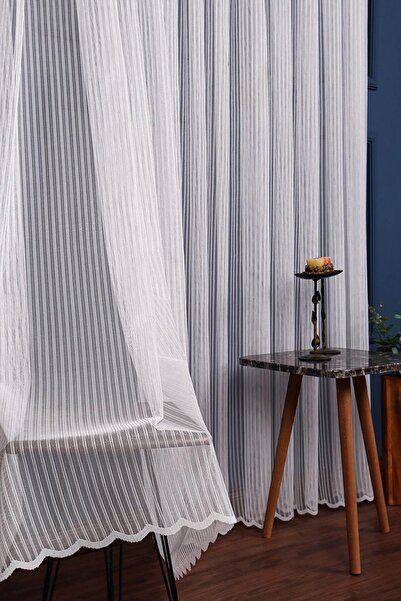 Evdepo Home Κορδέλα Πλεκτή 1/3 Πυκνή Πλισέ, Κουρτίνα Τούλι Μονό Πτερύγιο - Εκρού