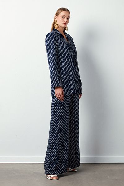 Sateen DARK BLUE Striped Trousers