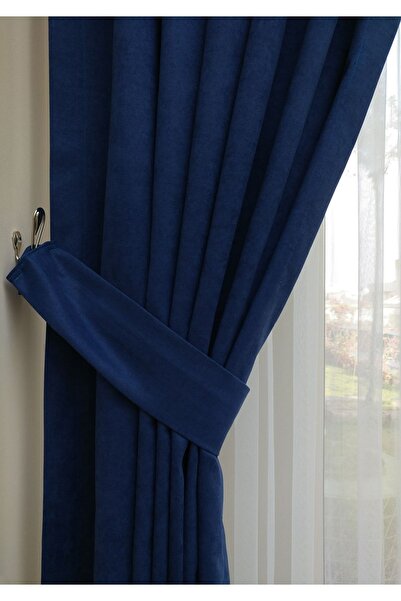 Evdepo Home ستارة خلفية بلون أزرق داكن، مسطحة بدون طيات، رباط إضافي، جناح واحد