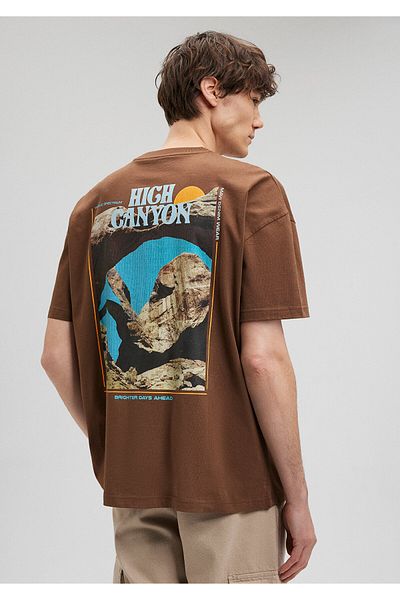 Mavi Τυπωμένο καφέ μπλουζάκι Oversize / Wide Cut0612092-70241