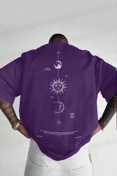 Teenage Millionaire Ανδρικό T-Shirt The Moon Purple Crew Neck Oversize Salas
