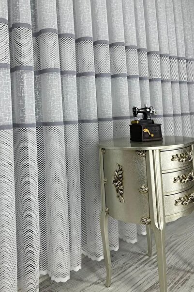 Evdepo Home Sconce Knitted Regular (Medium) Pleat, Tulle Curtain Single Wing - Gray