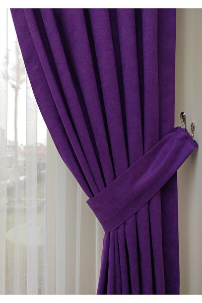 Evdepo Home Purple Soft Background Curtain - Solid Color, 1/2 Sparse Pleat, Single Wing