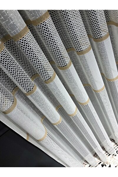 Evdepo Home Taç Aplik Örme 1/3 Sık Pile, Tül Perde Tek Kanat - Ekru