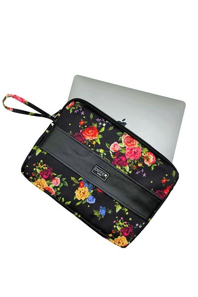 Differ Studio 15.6'' Inch Flower Patterned Black Laptop/Macbook/notebook/tablet/briefcase/bag