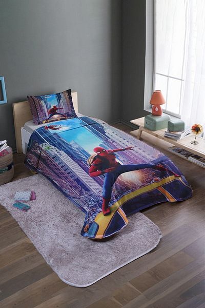 EVPANYA Σετ μονό κάλυμμα και πικέ με σχέδια Spiderman in the City