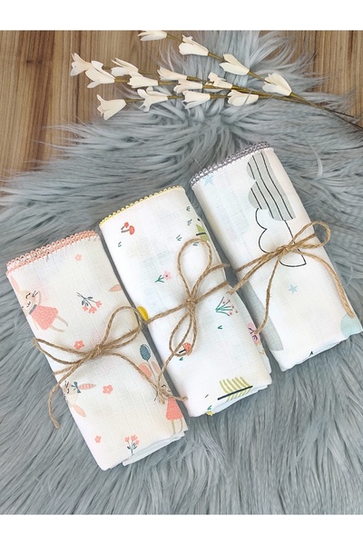 Tomuycuk 3 قطع من بطانية أطفال من الموسلين بطبقة واحدة، حفاضات أطفال متعددة الأغراض، غطاء لعربة الأطفال البنات والأولاد، مقاس 80*80