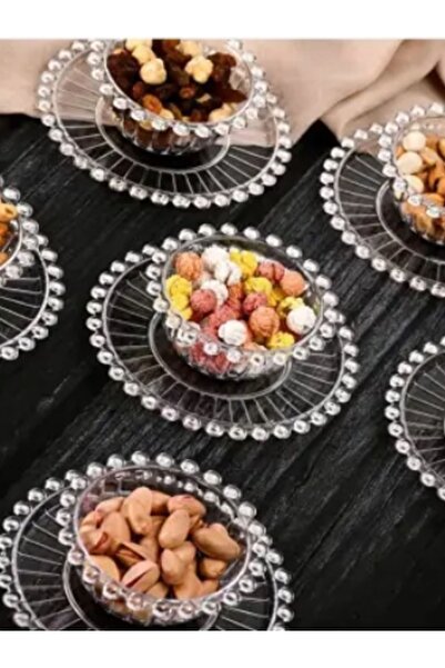 BAHEM HEDİYELİK BAHEMM 6 Kişilik 12 Parça Mika Plastik Boncuklu Çerezlik Kase...