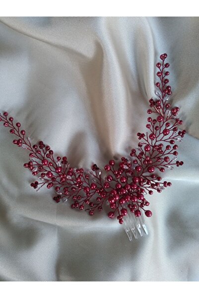 DOĞA ART STORE Αξεσουάρ για τα μαλλιά της νύφης σε μπορντό χρώμα