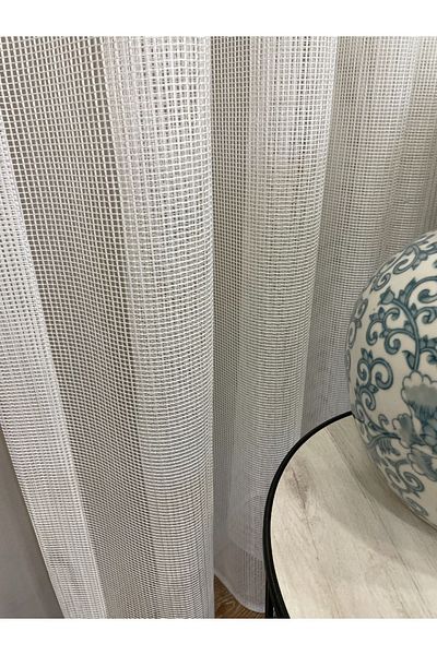 Brillant Cortina din tul tricotată texturată modernă 1/2,5 - Ecru - Crem