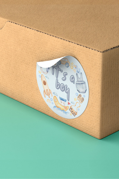 Basic Sense Cinsiyet Parti Sticker Boy and Girl Mavi Sticker Yapışkanlı Etiket - 3x3 cm 90 Adet - ST2422