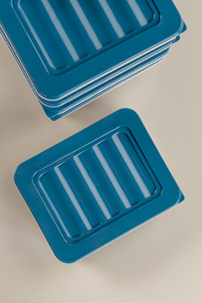 Meleni Home 6'lı Saklama Kabı , Mikrodalga Uyumlu Erzak Saklama Kabı Petrol 6 X 2400 ml